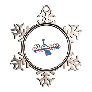 State Of Delaware Retro Logo Metallic Star Ornament