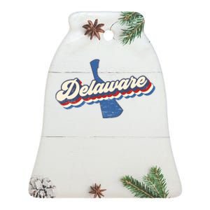 State Of Delaware Retro Logo Ceramic Bell Ornament