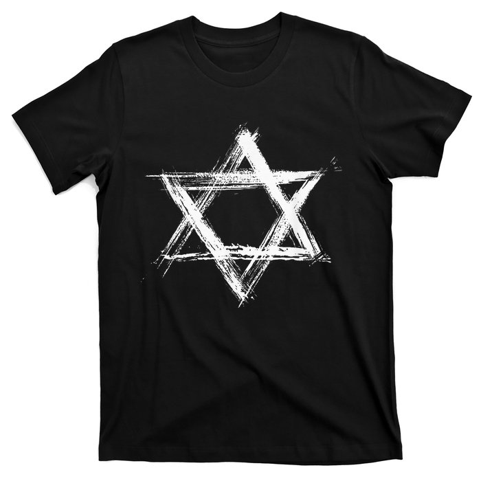 Star Of David Pride Israel Jewish Israeli Flag Brush Stroke T-Shirt