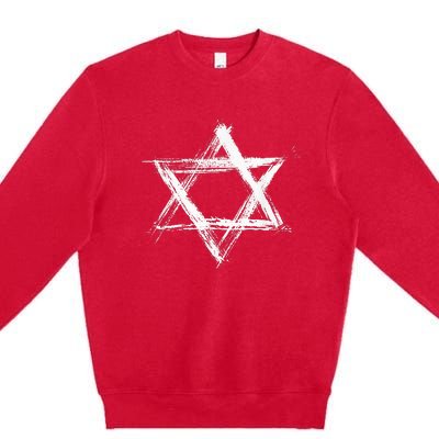 Star Of David Pride Israel Jewish Israeli Flag Brush Stroke Premium Crewneck Sweatshirt