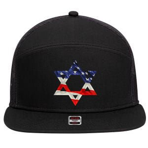 Star Of David American Flag Pro Israel Usa Israeli Jewish 7 Panel Mesh Trucker Snapback Hat