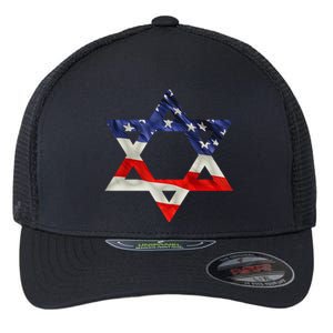 Star Of David American Flag Pro Israel Usa Israeli Jewish Flexfit Unipanel Trucker Cap