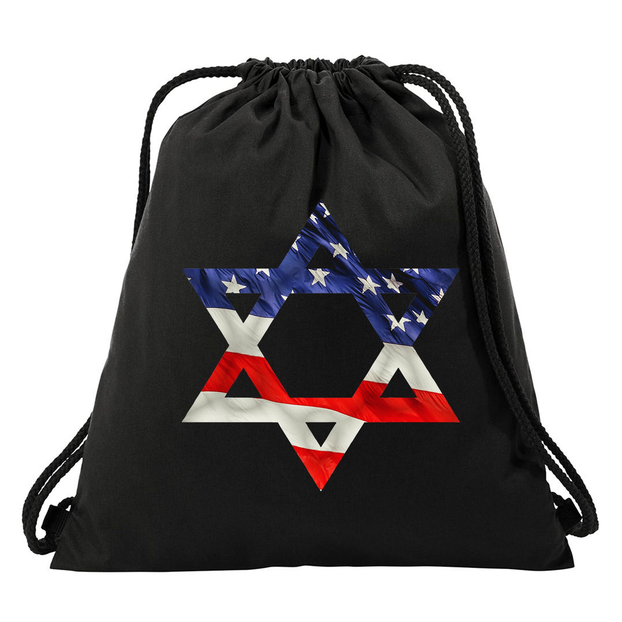 Star Of David American Flag Pro Israel Usa Israeli Jewish Drawstring Bag
