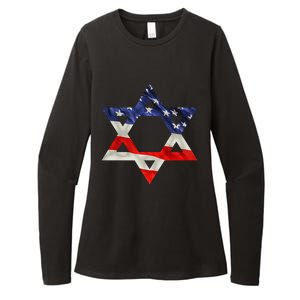 Star Of David American Flag Pro Israel Usa Israeli Jewish Womens CVC Long Sleeve Shirt