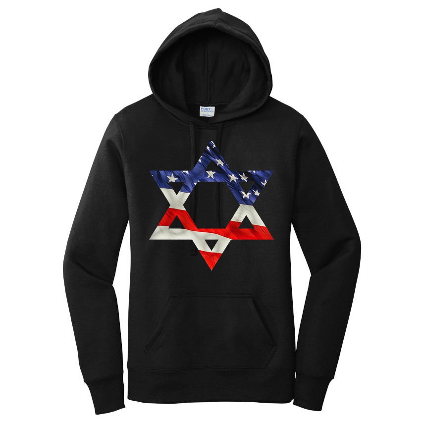 Star Of David American Flag Pro Israel Usa Israeli Jewish Women's Pullover Hoodie