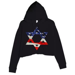 Star Of David American Flag Pro Israel Usa Israeli Jewish Crop Fleece Hoodie