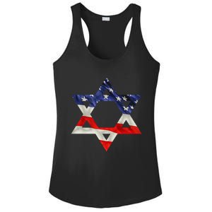 Star Of David American Flag Pro Israel Usa Israeli Jewish Ladies PosiCharge Competitor Racerback Tank