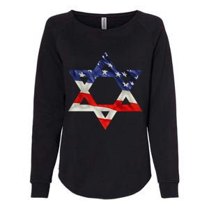 Star Of David American Flag Pro Israel Usa Israeli Jewish Womens California Wash Sweatshirt