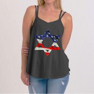 Star Of David American Flag Pro Israel Usa Israeli Jewish Women's Strappy Tank