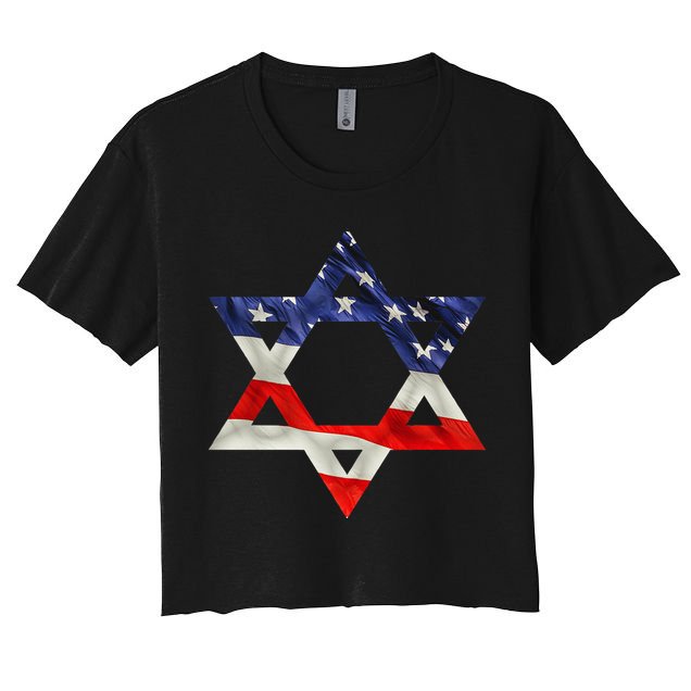 Star Of David American Flag Pro Israel Usa Israeli Jewish Crop Top