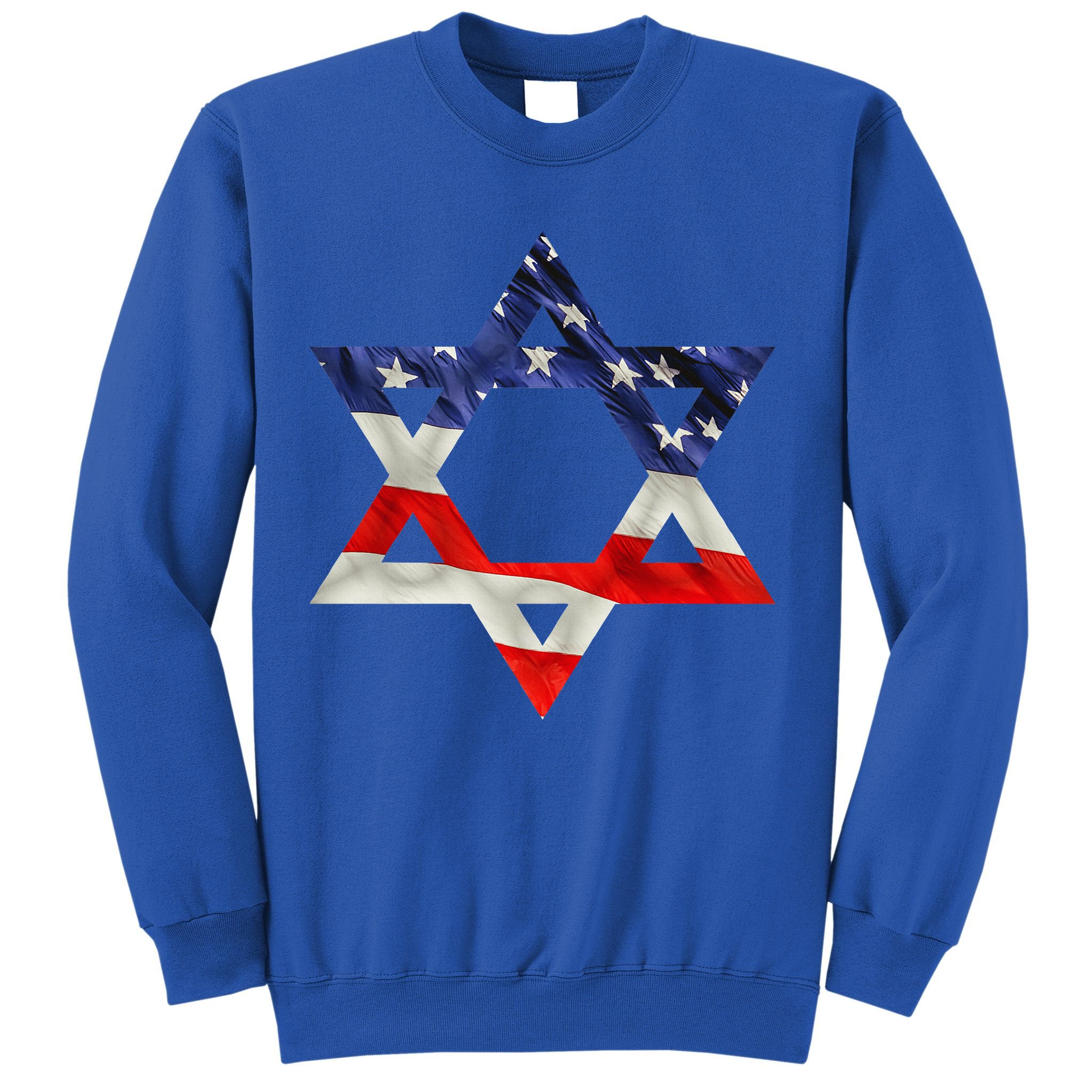 Star Of David American Flag Pro Israel Usa Israeli Jewish Sweatshirt
