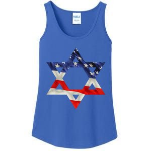 Star Of David American Flag Pro Israel Usa Israeli Jewish Ladies Essential Tank