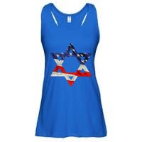 Star Of David American Flag Pro Israel Usa Israeli Jewish Ladies Essential Flowy Tank