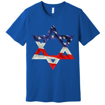 Star Of David American Flag Pro Israel Usa Israeli Jewish Premium T-Shirt