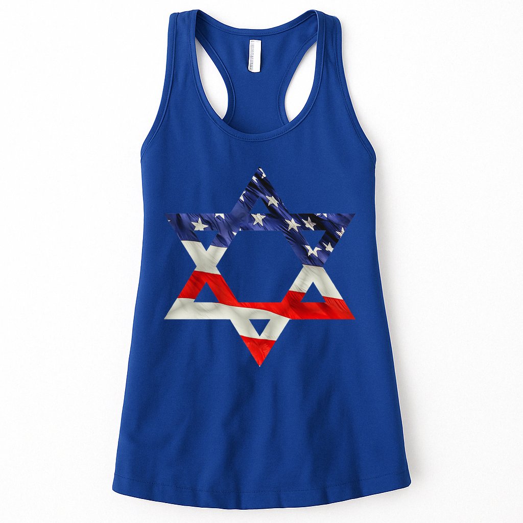 Star Of David American Flag Pro Israel Usa Israeli Jewish Womens Tank Top