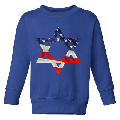 Star Of David American Flag Pro Israel Usa Israeli Jewish Toddler Sweatshirt