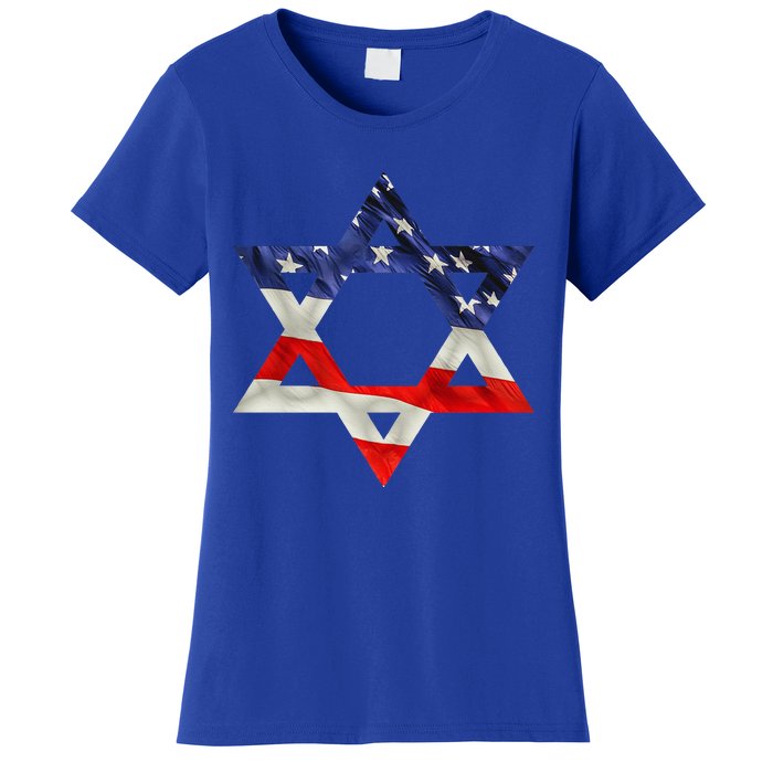 Star Of David American Flag Pro Israel Usa Israeli Jewish Women's T-Shirt