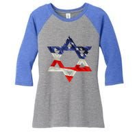 Star Of David American Flag Pro Israel Usa Israeli Jewish Women's Tri-Blend 3/4-Sleeve Raglan Shirt