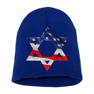 Star Of David American Flag Pro Israel Usa Israeli Jewish Short Acrylic Beanie