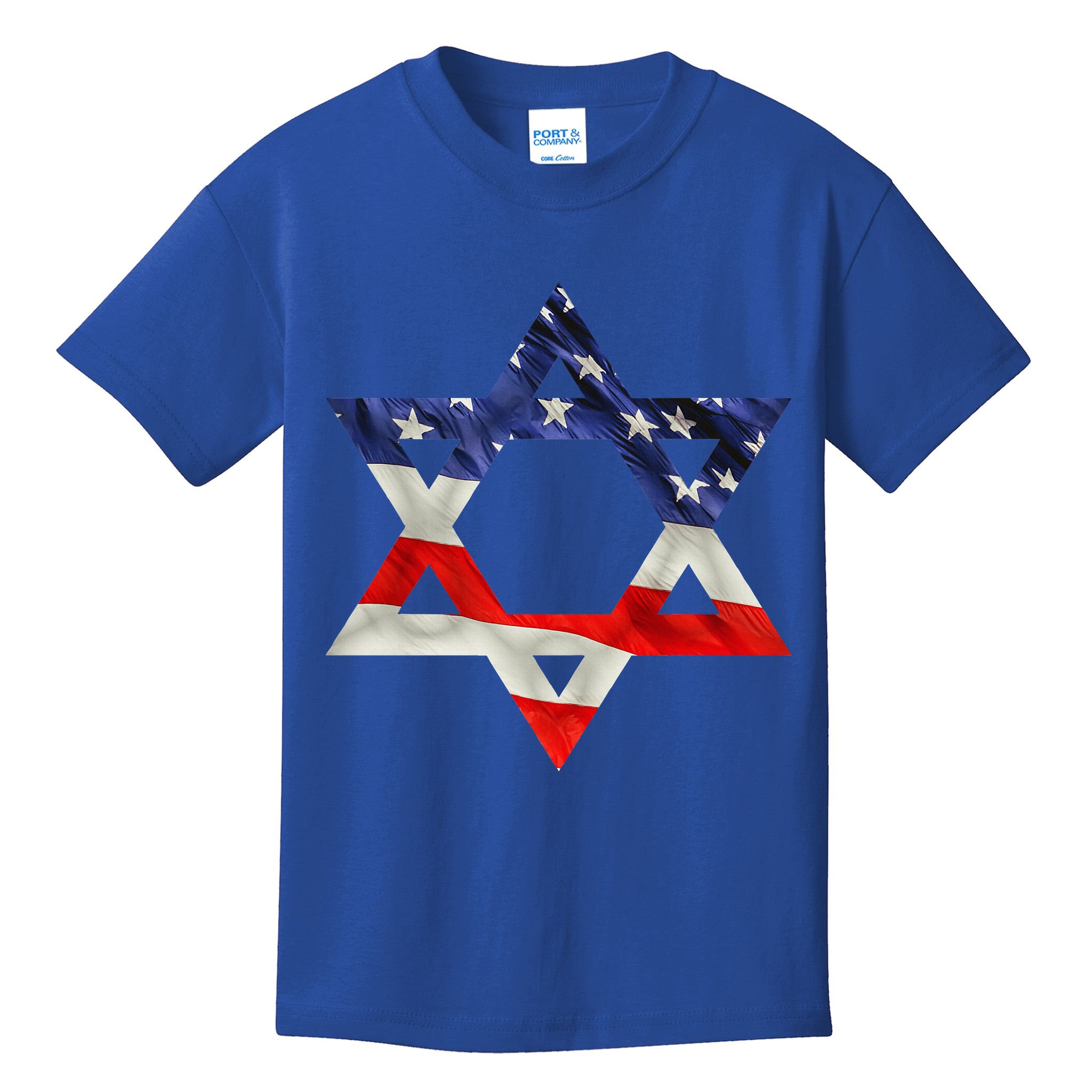 Star Of David American Flag Pro Israel Usa Israeli Jewish Kids T-Shirt