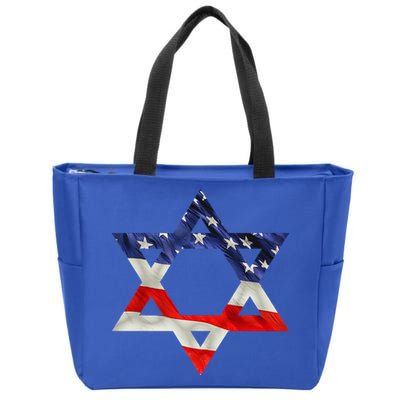 Star Of David American Flag Pro Israel Usa Israeli Jewish Zip Tote Bag