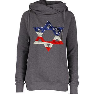 Star Of David American Flag Pro Israel Usa Israeli Jewish Womens Funnel Neck Pullover Hood