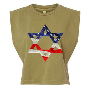 Star Of David American Flag Pro Israel Usa Israeli Jewish Garment-Dyed Women's Muscle Tee