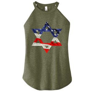 Star Of David American Flag Pro Israel Usa Israeli Jewish Women's Perfect Tri Rocker Tank