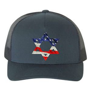 Star Of David American Flag Pro Israel Usa Israeli Jewish Yupoong Adult 5-Panel Trucker Hat