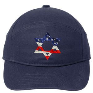 Star Of David American Flag Pro Israel Usa Israeli Jewish 7-Panel Snapback Hat