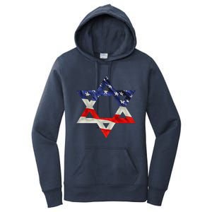 Star Of David American Flag Pro Israel Usa Israeli Jewish Women's Pullover Hoodie