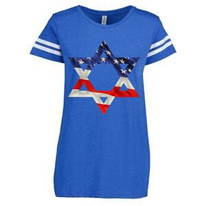 Star Of David American Flag Pro Israel Usa Israeli Jewish Enza Ladies Jersey Football T-Shirt