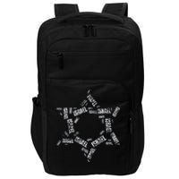 Star Of David Israel Jewish Israeli Flag Text Grunge Retro Impact Tech Backpack