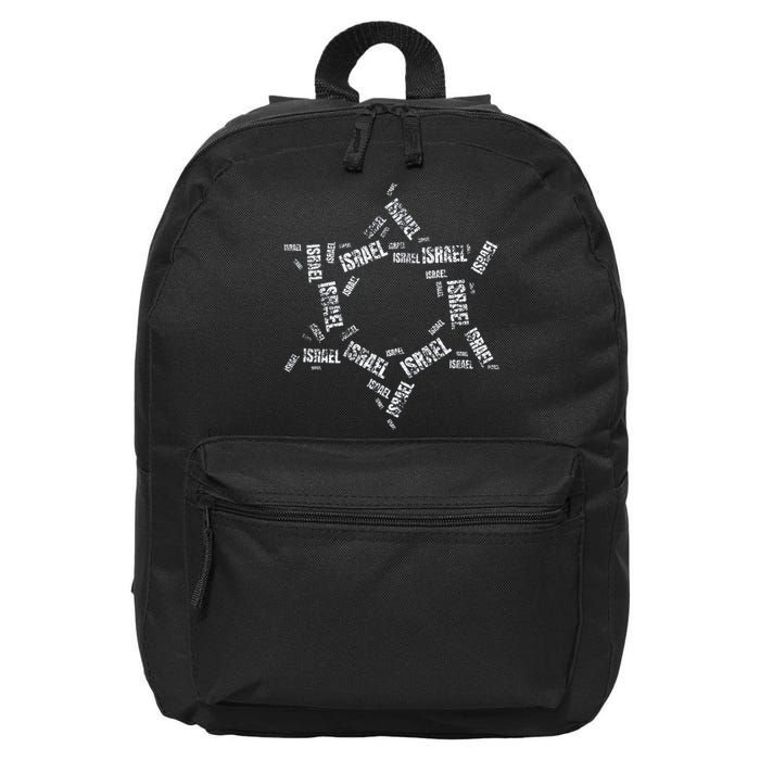 Star Of David Israel Jewish Israeli Flag Text Grunge Retro 16 in Basic Backpack