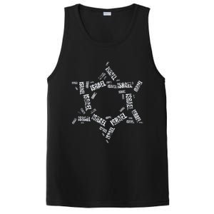 Star Of David Israel Jewish Israeli Flag Text Grunge Retro PosiCharge Competitor Tank