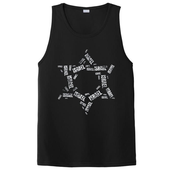 Star Of David Israel Jewish Israeli Flag Text Grunge Retro PosiCharge Competitor Tank