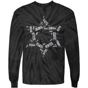 Star Of David Israel Jewish Israeli Flag Text Grunge Retro Tie-Dye Long Sleeve Shirt