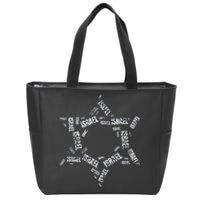 Star Of David Israel Jewish Israeli Flag Text Grunge Retro Zip Tote Bag