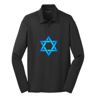 Star Of David Hexagram Judaism Seal Of Solomon Israel Silk Touch Performance Long Sleeve Polo