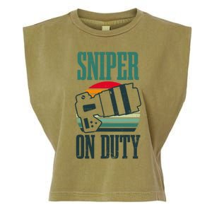 Sniper On Duty Design Bird Photographer Gift Garment-Dyed Women's Muscle Tee