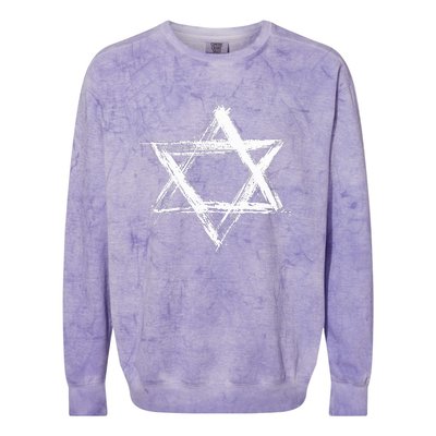 Star of David Pride Israel Jewish Israeli Flag Brush Stroke Colorblast Crewneck Sweatshirt