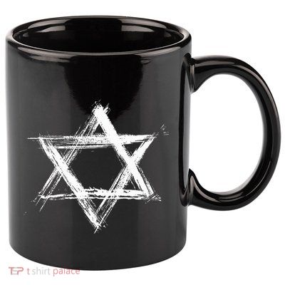 Star of David Pride Israel Jewish Israeli Flag Brush Stroke 11oz C Handle Ceramic Mug