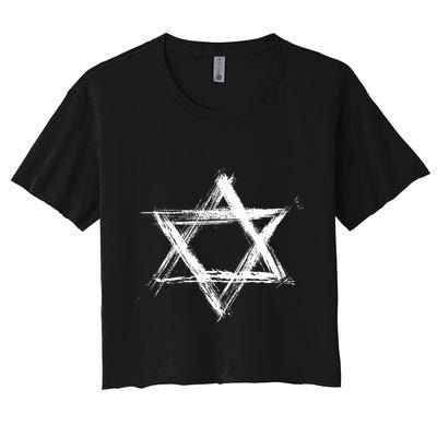 Star of David Pride Israel Jewish Israeli Flag Brush Stroke Crop Top