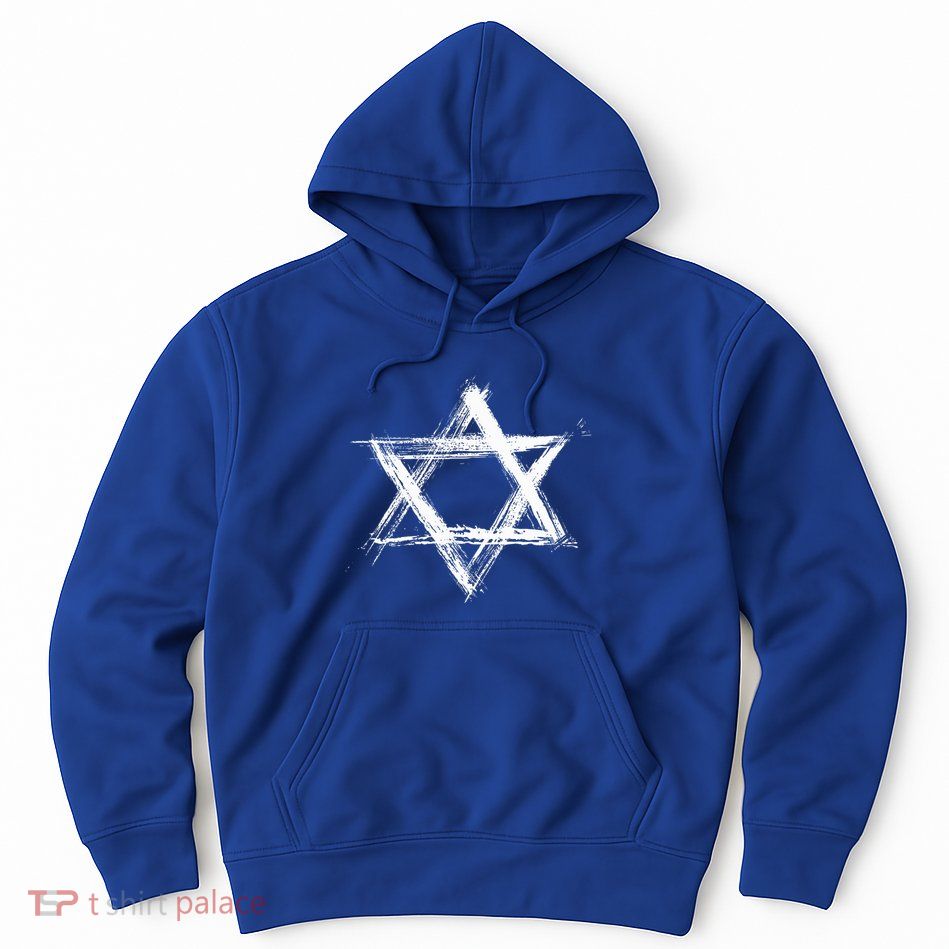 Star of David Pride Israel Jewish Israeli Flag Brush Stroke Hoodie