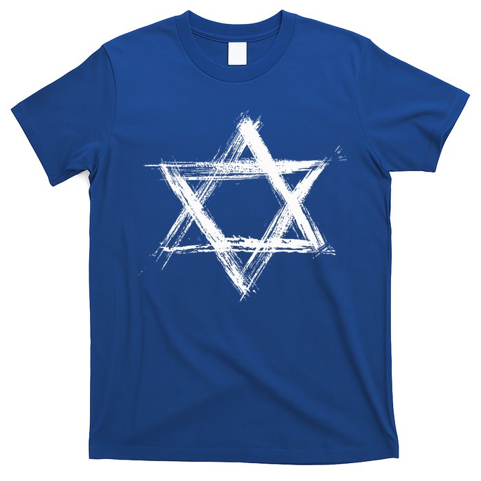 Star of David Pride Israel Jewish Israeli Flag Brush Stroke T-Shirt