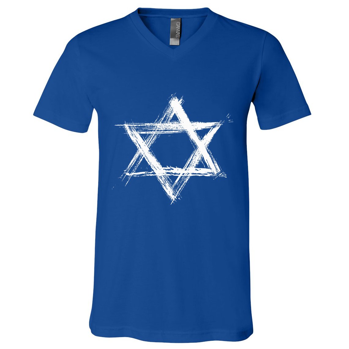 Star of David Pride Israel Jewish Israeli Flag Brush Stroke V-Neck T-Shirt