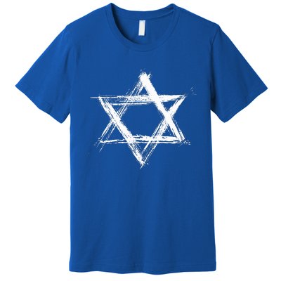 Star of David Pride Israel Jewish Israeli Flag Brush Stroke Premium T-Shirt