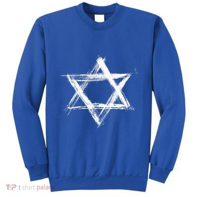 Star of David Pride Israel Jewish Israeli Flag Brush Stroke Tall Sweatshirt