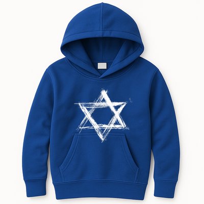 Star of David Pride Israel Jewish Israeli Flag Brush Stroke Kids Hoodie