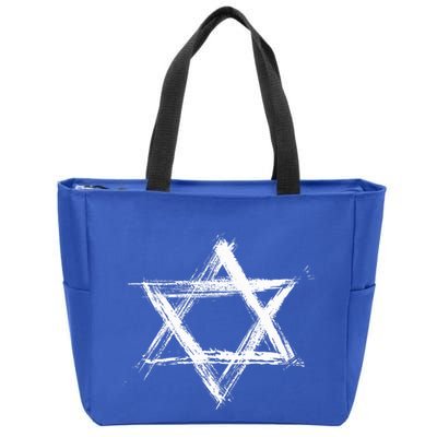 Star of David Pride Israel Jewish Israeli Flag Brush Stroke Zip Tote Bag